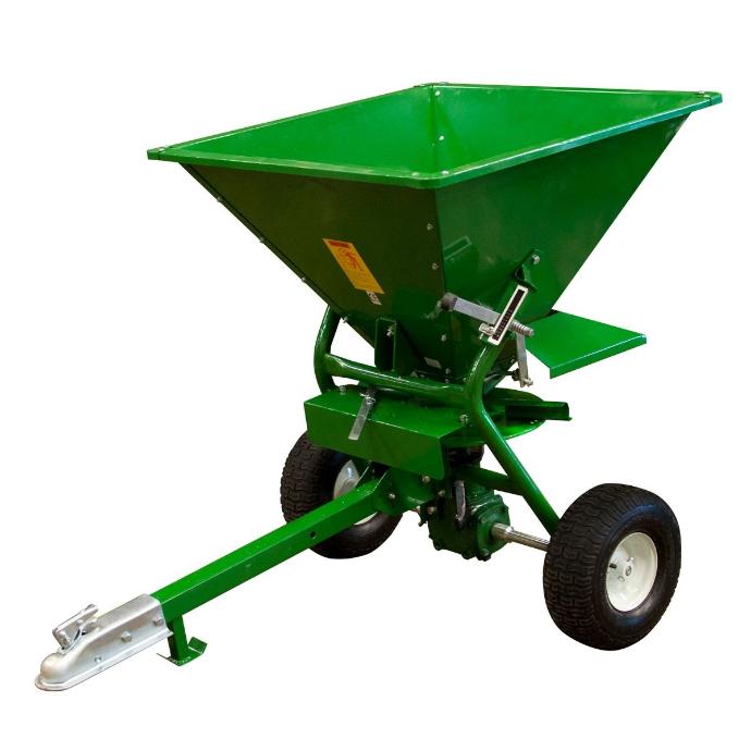 Towable spreader towable spreader with a large capacity for salt, sand, fertiliser or seed