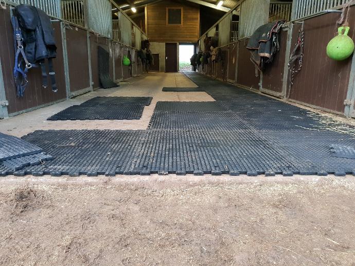 During the rubber walkway install process